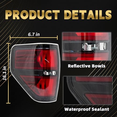 Tail Light Fit For 2009-2014 Ford F150 f-150 Smoked Driver&Pessenger Side