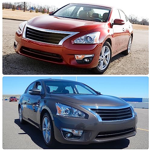 ADCARLIGHTS 2013 2014 2015 Nissan Altima Headlight Assembly Only fit 4Door Clear Lens Chrome Housing with Amber Reflector Headlamp Replacement Left and Right Pair(Does Not Fit Xenon/HID)（W/O Bulbs）