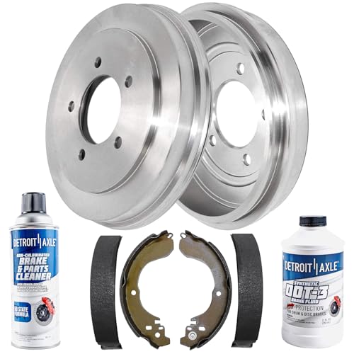Detroit Axle - 6pc Rear Brake Kit for Jeep Compass Patriot Dodge Caliber Avenger Chrysler Sebring, 2 Brake Drums 2 Semi-Metallic Brakes Shoes Replacement