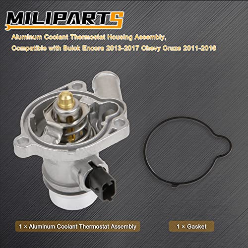 MILIPARTS Upgraded Aluminum Engine Coolant Thermostat Housing Assembly Compatible with Buick Encore 2013-2020 Chevy Cruze Sonic Trax 2011-2016 1.4L Replace 55579010