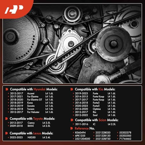 A-Premium 49.45 Inch Serpentine Belt Compatible with Toyota, Hyundai, Kia & Lexus Cars - Camry 2012-2017, RAV4, Elantra, Sonata, Accent, Tucson, Veloster, Soul, Optima, Rio, tC, Gas Only