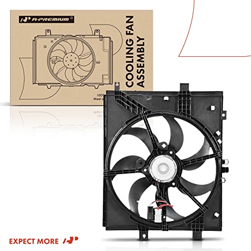 A-Premium Engine Radiator Cooling Fan Assembly Compatible with Select Nissan Models - Versa 2012-2019, Versa Note 2014-2019 - Automatic CVT Transmission, Replace# 214819KK0A, 214813AB3A