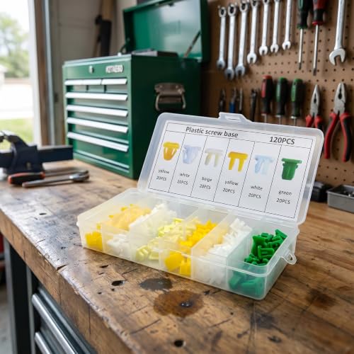 AVAVXFLY 120 PCS Nylon Grommet Screw Nuts, License Plate Screw Inserts License Plate Fasteners, Cap Bumper Plates Auto Body Fastener Kit Multicolored
