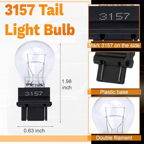 ecocstm 10 PCS 3157 Tail Light Bulb, Miniature 4157 Brake Light Bulb, Waterproof 3157 4157 Turn Signal Bulb, Automotive Side Marker Tail Light Replacement for Truck SUV Car (White)