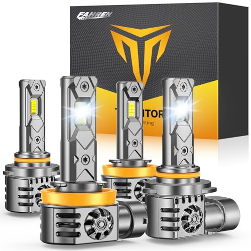 Termitor NextGen H11/H9/H8 9005/HB3 LED Bulbs Combo, Upgraded 100000LM 1400% Ultra Bright 1:1 Mini Size H11 9005 High& Low Fog Bulbs, 10 Year Extend Lifespan, IP68 Waterproof Pack of 4