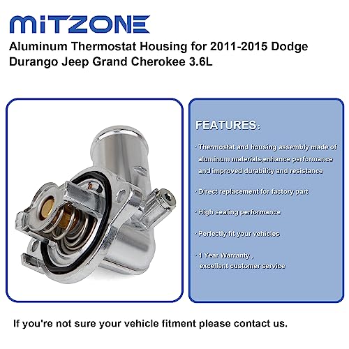 MITZONE Upgrade Aluminum Thermostat Housing Assembly Compatible with Dodge Durango Grand Cherokee 2011-2015 Wrangler JK 2012-2018 Replace 902-852 5184651AG 5184651AH