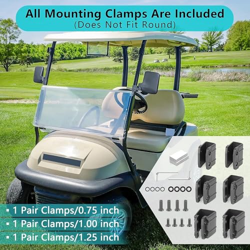 10L0L Golf Cart Mirror No Drilling Side Mirrors Universal for Yamaha, Club Car, EZGO, Folding Side Rear View Mirrors Adjustable 180 Degree HD Glass
