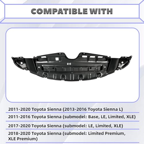 HECASA Front Engine Splash Shield Compatible with 2011-2020 Toyota Sienna Under Cover Replacement for TO1228174 5144108030 12171444