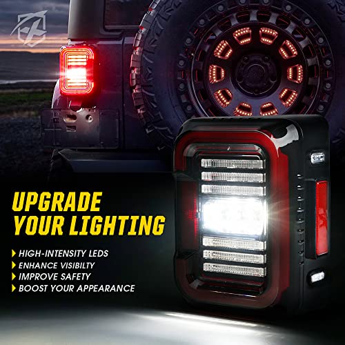 C-Shaped Smoked LED Tail Lights Compatible with 2007-2018 Jeep JK JKU