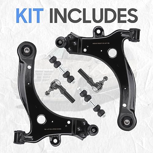 Front Lower Control Arms w/Ball Joint Outer Tie Rods Sway Bars Suspension kit for 2000-2016 Chevy Impala, Buick Lacrosse/Allure, Pontiac Grand Prix, Buick Regal/Century, 1998-2002 Oldsmobile Intrigue