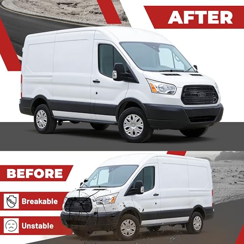 HECASA Front Grille Compatible with 2015-2019 Ford Transit 150 250 350 350HD Grill Assembly ABS Plastic Black Replacemant for CK4Z-17E810-AA FO1200587