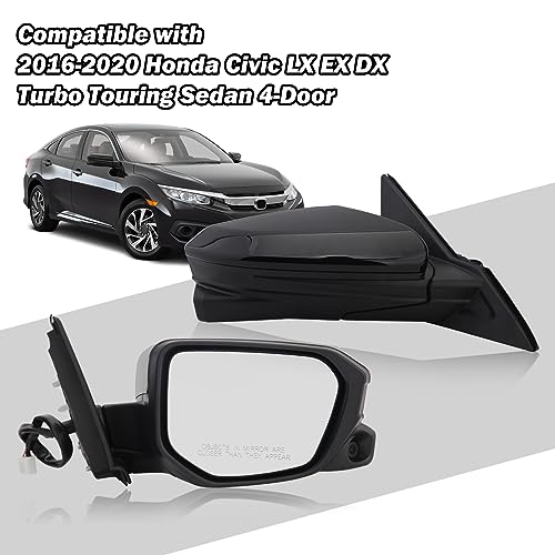 Passenger Side View Mirror Compatible with 2016-2021 Honda Civic Power Heated With Camera