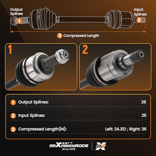 maXpeedingrods Pair (2) Front CV Axle Shaft Assembly for Honda Civic 2006-2015, L4 1.8L Automatic Transmission, Driver and Passenger Side, Replace# NCV36568, NCV36569