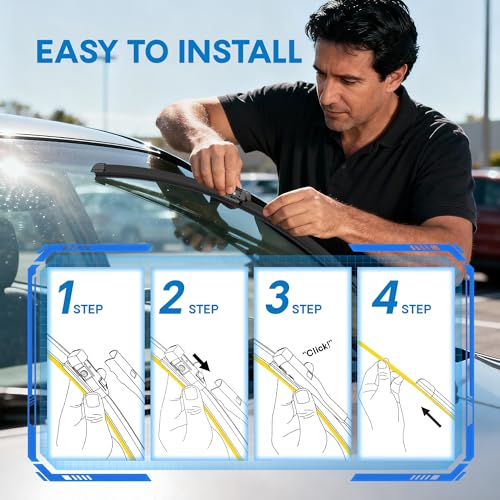 5 PLUS® Silicone Windshield Wipers 26 and 19 Inch Replacement For TESLA Model 3 2025 2024 2023-2017 Model Y 2025 2024 2023-2020 Automotive Replacement Windshield Wiper Blades With Water Repellent.