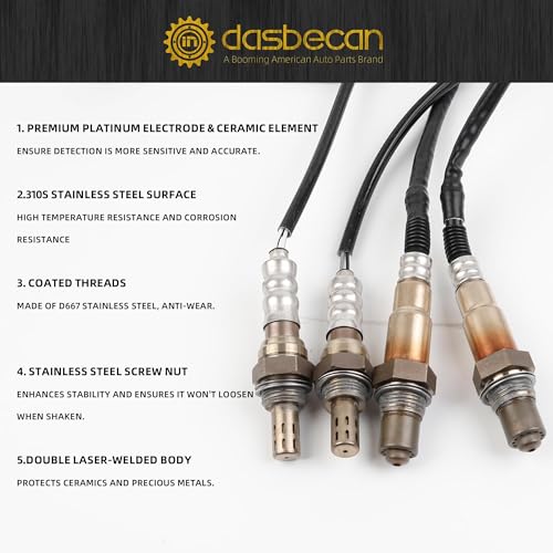 Dasbecan Oxygen Sensor 4PCS Compatible with 2011-2014 Ford F150 F-150 5.0L 6.2L 234-5113 234-5076 234-4494 O2 Sensor Left Right Upstream & Downstream