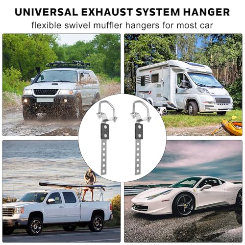 2 Pcs Heavy Duty Exhaust Hangers, Flexible Swivel Muffler Hanger Tail Pipe Hanger, Universal Tailpipe Bracket for Most Car Truck Exhaust Systems, Fits 1-1/2" - 2 1-/4" Pipe