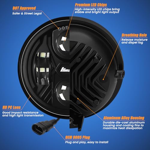 KARSAM Round LED Fog Lights for 2005-2011 Toyota Tacoma, 2007-2013 Tundra, 2004-2006 Solara, 2008-2015 Sequoia Accessories, Front Bumper Driving Fog lamp Plug and Play DOT Approved Fog Light Assembly