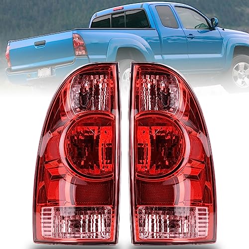 Nakuuly Tail Lights Compatible With 2005-2015 Toyota Tacoma (Halogen Red)