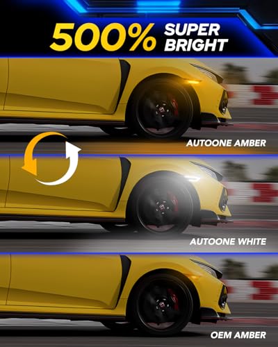 AUTOONE Switchback LED Side Marker Lights Compatible With 10th Gen Honda Civic 2016-2021, Amber Yellow Turn Signals & White Daytime Running Lights, Smoked Lens, 2PCS