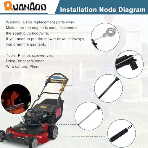 Quanaoo Brake Cable 133-1998 for Toro 30" Timemaster Lawn Mower Blade Engagement Cable Replacement fits 21199 21200 20976 20978 Replaces 115 8439 Walk Behind Lawnmower Brake Cable Parts