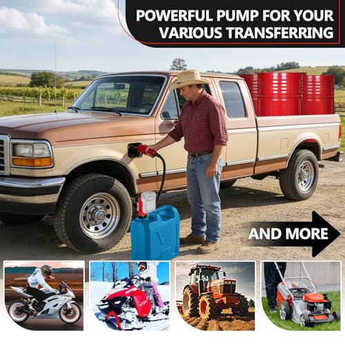 Vierkate 5GPM Cordless Fuel Transfer Pump,Auto-Stop & Hand Nozzle, Compatible with DeWalt 20V & Milwaukee 18V Batteries, 51'' hose,Vertical Operated Gas Can Pump for Diesel,Gasoline(Bare Tool)