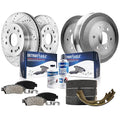 Detroit Axle - Brake Kit for 2009-2013 Chevy GMC Silverado Sierra 1500 Front Drilled & Slotted Disc Brake Rotors Ceramic Brakes Pads Replacement Rear Brake Drums Brake Shoes