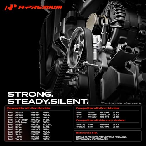 A-Premium Power Steering Pump, with Reservoir & Pulley, Compatible with Ford & Mercury - 1990-2006 - F-100 Ranger, Ranger, Explorer, Aerostar, Sable, Taurus, Windstar, Sable, Replace # F09Z3A674A