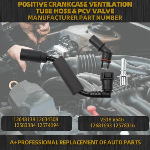 Dasbecan Positive Crankcase Ventilation Valve Tube Hose and PCV Valve Fitting Adapter Connector Kit Compatible with Chevy Traverse Buick Enclave GMC Acadia 2012-2017 Replaces# 12648138 12583384