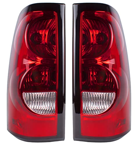 Boine Compatible With 2003 2004 2005 2006 Chevy Silverado 1500 2500 3500 Driver and Passenger Side Tail Light - Bulb and Harness Included