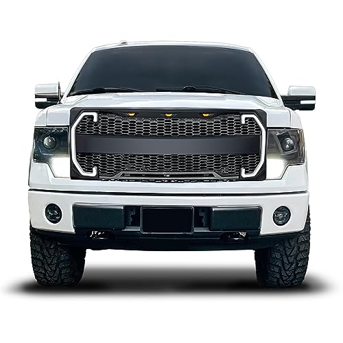 EOMD Front Grille Compatible with 2009-2014 F150 w/DRL & Turn Signal Lights Matte Black