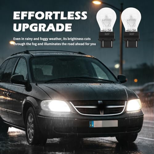 Purthog 2PCS 3157 Bulb for Car,Long-Term Use Tail Lights Bulb as Halogen Light Bulbs 12V P27-5W 3000K,Essential Brake Light Bulbs Replacement Compatible with GMC Ford Nissan (White)