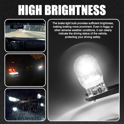 10PCS 7443 Bulb, Car Brake Lights, 1891/7443 12V 21/5W Quartz Glass Shockproof Anti-UV Dual-filament Mini Halogen Bulbs, Universal T20 Automotive Brake Bulb Car Accessory for Cars Trucks SUVs (White)