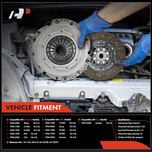A-Premium Transmission Clutch Kit Set Compatible with Chevrolet Blazer 1996-2005, C1500/K1500 1996-1998, P30 1996-1999, S10 1996-2004 & GMC C1500/K1500 1996-1998, Jimmy, P3500, Sonoma & Isuzu Hombre