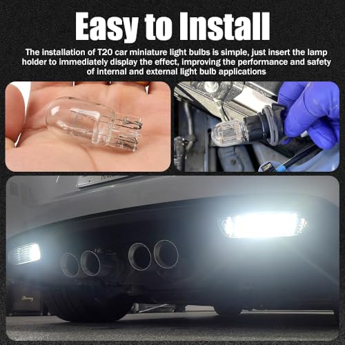 10PCS 7443 Bulb, Car Brake Lights, 1891/7443 12V 21/5W Quartz Glass Shockproof Anti-UV Dual-filament Mini Halogen Bulbs, Universal T20 Automotive Brake Bulb Car Accessory for Cars Trucks SUVs (White)