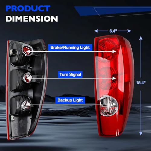 Misakomo Tail Light Assembly Compatible with 2004-2012 Chevy Colorado/GMC Canyon, Left & Right Halogen Rear Tail Lamps, Brake Taillight Housing Replaces GM2800164 GM2801164