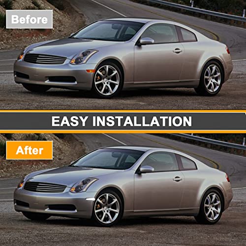Aexploer Side Marker Lights LED Compatible with G35 2D Coupe 2003-2007 / for Skyline V35 Coupe 2002-2007,Front Fender Bumper Side Markers Lamps(White Lights Smoked Len)