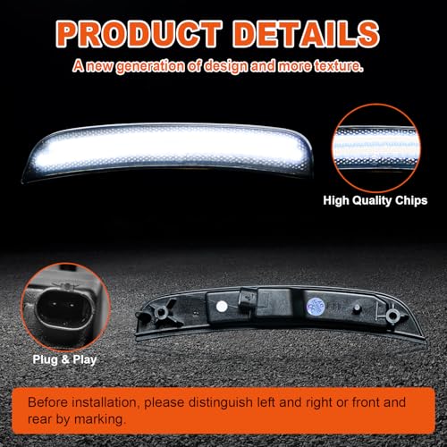 DouMmantn LED Side Marker Light Compatible with Chrysler 300 for Chrysler 300s for Chrysler 300c 2015 2016 2017 2018 2019 2020 2021 2022 2023 2024 Front Rear Side Marker Light, Smoked Lens, 4PCS
