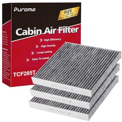 Puroma Cabin Air Filter with Activated Carbon, Replacement for CP285, CF10285, Toyota Camry, RAV4, Highlander, Corolla, 4Runner, Tundra, Prius, Sienna, Lexus, Scion, Subaru, Jaguar (3 pcs)