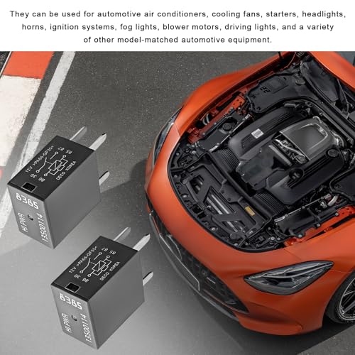 MTRPS 2 PCS Car Air Conditioning Relay, 13500114/8385 12VDC 40A 4-Pin Fuse Box Relays, Multi Purpose High Power Automotive Relay for Electric Cooling Fan Motor Starter Taillight