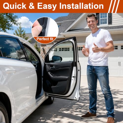 alophoty 53.8 Ft Car Door Seal Strip Universal Self Adhesive Automotive Weather Stripping, Double Layer 5-Hole Car Door Soundproofing Strip, Rubber Seal Strip for Cars Trucks SUVs RVs