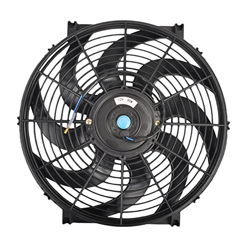 16 Inch Slim Fan Push Pull Electric Radiator Cooling Fan Universal High Performance 12V 120W Motor with Fan Mounting Kit (Black)