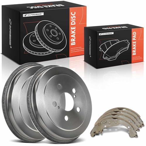 A-Premium Rear Brake Drums and Shoes Set Compatible with Honda Civic 2006-2015 L4 1.8L 6-PC Set