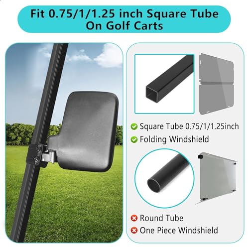 10L0L Golf Cart Mirror No Drilling Side Mirrors Universal for Yamaha, Club Car, EZGO, Folding Side Rear View Mirrors Adjustable 180 Degree HD Glass