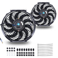 FGJQEFG 12 Inch Universal Slim Fan Push Pull Electric Radiator 12V 80W High Performance Cooling Fan Mount Kit Black 2 Pcs