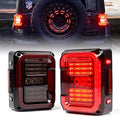 C-Shaped Smoked LED Tail Lights Compatible with 2007-2018 Jeep JK JKU