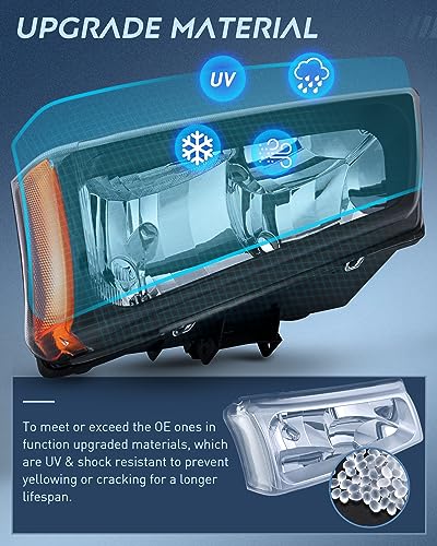 Nilight Headlight Assembly for 2003 2004 2005 2006 Chevy Silverado Avalanche 1500 1500HD 2500 2500HD 3500 Chevrolet Pickup Replacement Headlamp Housing Bumper Lamp Set