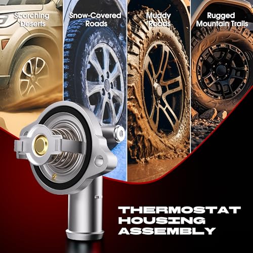 Upgrade Aluminium Engine Coolant Thermostat Housing Assembly Compatible with 2011-2022 Chrysler 300, 2011-2022 Dodge Challenger Charger, Replaces 902-3035 5184977AD 5184977AE