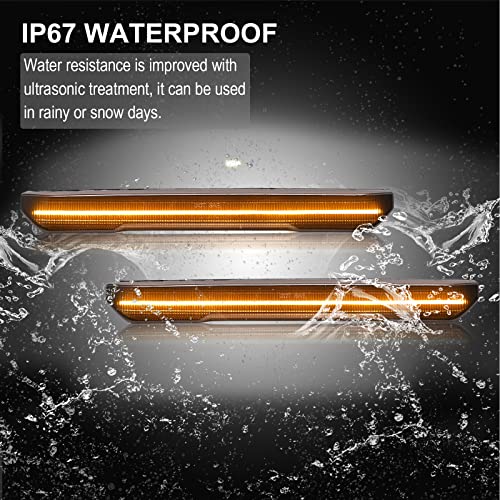 R&F Auto 4PCS Amber Smoked Lens LED Side Marker Lights Replacement for Sierra 2500HD 3500HD 2020-2026 Pickup Truck Amber Front Rear Fender Side Markers Driver Passenger Sides Lamps