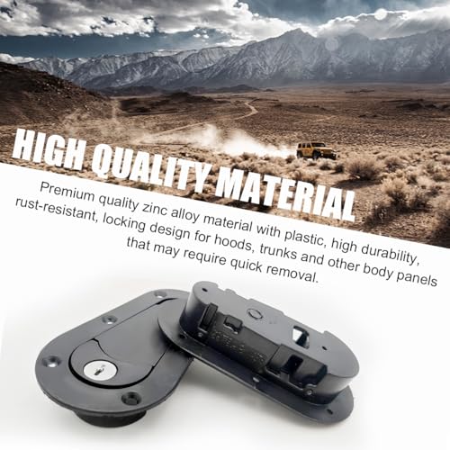 Yourkar Flush Hood Latch & Pin Kit, Durable Engine Bonnet Quick Release Latch & Pin Set for Racing Car, Automotive, Universal Car Accessories