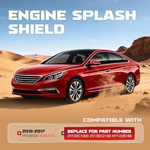 ECOTRIC Engine Splash Shield Compatible with 2015-2017 Hyundai Sonata Front Lower Engine Cover Flocking Process Replacement for 29130C1000 29130C2100 HY1228188